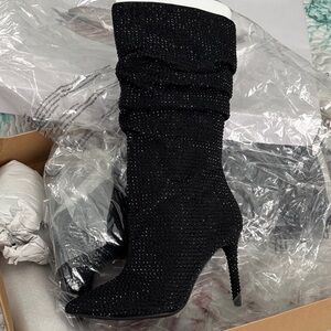 Jessica Simpson Black Sparkle Heeled Boots